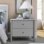 Emmeline Scalloped 2-Drawer Nightstand in Light Gray