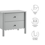 Emmeline Scalloped 2-Drawer Nightstand in Light Gray