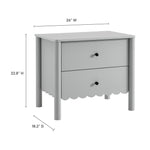 Emmeline Scalloped 2-Drawer Nightstand in Light Gray