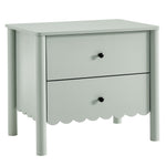 Emmeline Scalloped 2-Drawer Nightstand in Sage