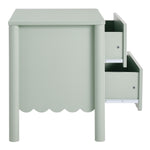 Emmeline Scalloped 2-Drawer Nightstand in Sage