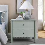 Emmeline Scalloped 2-Drawer Nightstand in Sage