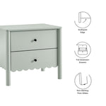 Emmeline Scalloped 2-Drawer Nightstand in Sage