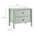 Emmeline Scalloped 2-Drawer Nightstand in Sage