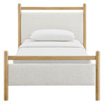 Ginny Twin Size Platform Bed Frame in Light Oak Heathered Ivory
