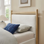 Ginny Twin Size Platform Bed Frame in Light Oak Heathered Ivory