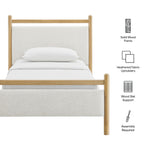 Ginny Twin Size Platform Bed Frame in Light Oak Heathered Ivory