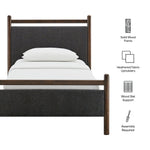 Ginny Twin Size Platform Bed Frame in Wenge Heathered Dark Gray