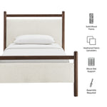 Ginny Twin Size Platform Bed Frame in Wenge Heathered Ivory