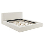 Luma Chenille Upholstered Queen Platform Bed Frame in Ivory Fabric