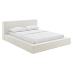 Luma Chenille Upholstered Queen Platform Bed Frame in Ivory Fabric