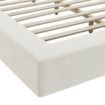 Luma Chenille Upholstered Queen Platform Bed Frame in Ivory Fabric