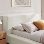 Luma Chenille Upholstered Queen Platform Bed Frame in Ivory Fabric