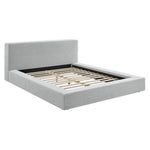 Luma Chenille Upholstered Queen Platform Bed Frame in Light Gray Fabric
