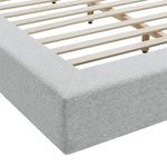 Luma Chenille Upholstered Queen Platform Bed Frame in Light Gray Fabric