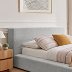 Luma Chenille Upholstered Queen Platform Bed Frame in Light Gray Fabric