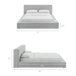 Luma Chenille Upholstered Queen Platform Bed Frame in Light Gray Fabric