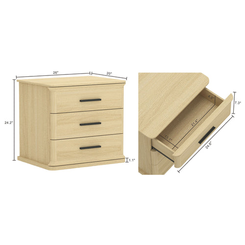 Clifford Nightstand (3-Drawer) in Natural Oak