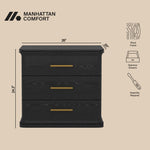 Clifford Nightstand (3-Drawer) in Black
