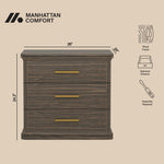 Clifford Nightstand (3-Drawer) in Walnut