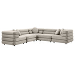 Jubilee 5-Piece Velvet Sectional Sofa in Almond