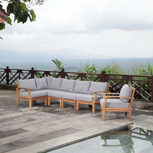 Marina 6 Piece Outdoor Teak Set in Natural Gray