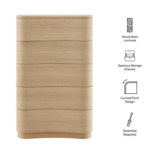 Mirae 5-Drawer Chest in Brushed Light Oak