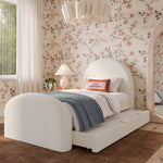 Moon Boucle Twin Trundle Bed in Cream