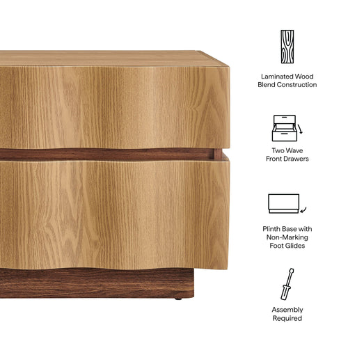 Isola 2-Drawer Nightstand in Light Oak Walnut