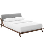 Luella Queen Fabric Platform Bed in Walnut Light Gray