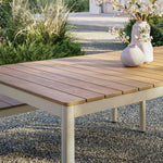 Finn 71" Outdoor Aluminum Dining Table with Faux Wood Top in Natural