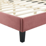 Elise Twin Velvet Channel Tufted Platform Bed in Dusty Rose