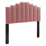 Elise Twin Velvet Channel Tufted Platform Bed in Dusty Rose