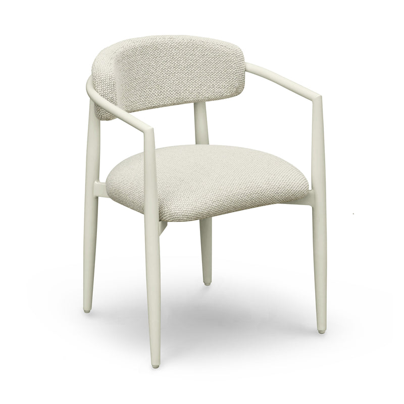 Annika Textured Outdoor Dining Arm Chair in Cream