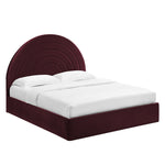 Solana King Arched Velvet Platform Bed in Mulberry