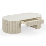 Bella 52" Acacia Wood Storage Coffee Table in Cream