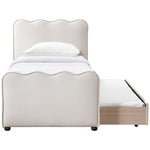 Gatsby Velvet Twin Trundle Bed in Cream