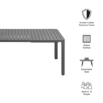 Tahoe Outdoor Aluminum Extendable Dining Table in Gray