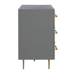 Trident 62" Vegan Leather 6-Drawer Dresser in Grey