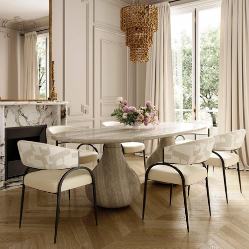Tatum Vegan Leather and Jacquard Dining Chair in Default