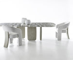 Arcadia Oval Faux Stone Dining Table with Leaf