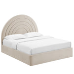 Solana King Arched Velvet Platform Bed in Almond