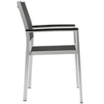 Shore Outdoor Aluminum Dining Chair Set of 2 in Silver Black