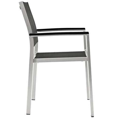 Shore Outdoor Aluminum Dining Chair Set of 2 in Silver Black
