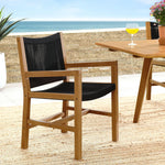 Vienna Outdoor Teak and Rope Dining Armchairs Set of 2 in Natural Black