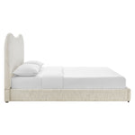 Seluna Boucle Queen Platform Bed in Pearl