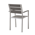 Shore Outdoor Aluminum Dining Armchair in Silver Gray