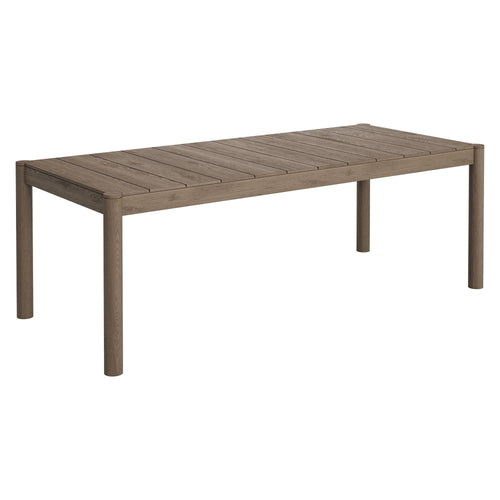 Eleni 89-Inch Outdoor Teak Wood Dining Table in Weathered Gray