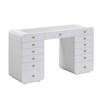 Hollywood 56" Vanity Desk with LED Mirror (Large) in White