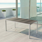 Shore Outdoor Aluminum Dining Table in Silver Gray